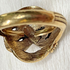 Vintage Trifari Gold Tone Laced Design Ring Adjustable for sizes 5-6