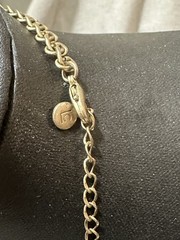 Liz Claiborne Multi Strand Statement Necklace Orange Green Light Gold Tone 18″
