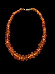 VTG Amber Cognac / gradually beads necklace 22″ READ