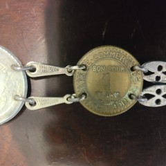 WWII Trench Art French Franc Coin Bracelet 1921 1922 1939 1941 Vintage Jewelry