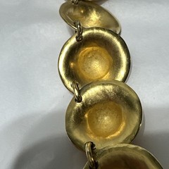Vintage Erwin Pearl Collar Necklace Gold Tone Textured Dome Link Chunky Runway