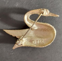 Vintage Gold Tone Swan Brooch Marked B.S.K. Co. 1950’s – 1970’s