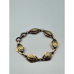 Mixed Metal Mid Century Copper and Brass Chain Link Bracelet Handcrafted Jewelry