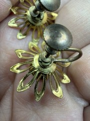 Vintage Rhinestone Screw Back Earrings Gold Tone Purple Stones