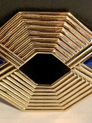Gallery Originals Blue Gold Tone Geometric Brooch Avon