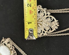 Vtg Butterfly Chandelier Dangling Earrings 3.5” Long Silver Toned Cabochon Stone