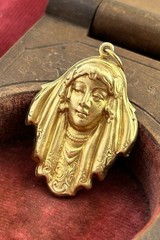 Vintage Charm Art Deco Style Woman Pendant Brass Metal Stamping Vintage Jewelry