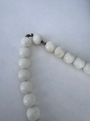 MCM White Plastic Jewelry Set – Necklace, 2 Bangles, Clip-on Earrings