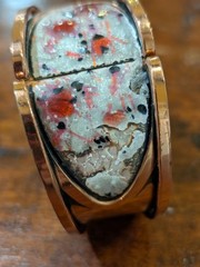 Vintage 1950s Matisse Renoir Copper & Enamel Hinged Bracelet Red White *READ*