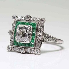 3Ct Vintage Art Deco Style Lab Created Diamond 14k White Gold FN Engagement Ring