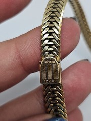 Vintage 12 KGF Thick Herringbone Style, 15.5″ Choker Necklace. 33.4Grams.