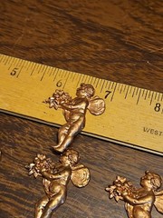 Lot Of 10 Cherub W Boquet France Vintage 60s Brass Stampings Findings Jewelry