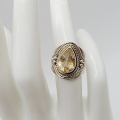 Artisan Smoky Quartz Teardrop Southwestern Style Silver 925 Ring Sz 5.75 Tested