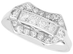 Vintage 0.78Ct Diamond and 18k White Gold Dress Ring Circa 1950