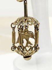 Pair Vintage Gold Tone Dangle Screw-Back Bird Cage Earrings