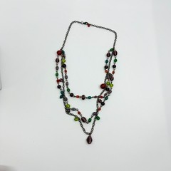 Bohemian Multicolor Glass Bead Layered Necklace Statement Festival Jewelry