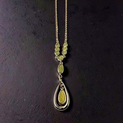Vintage Barzel 18kt Gold Plated Gold,Green,Yellow Chrystals 10″ Necklace