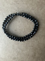 Vintage faceted Jet Black glass bead necklace