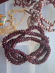 Lot of 4 necklaces garnet pearl cloisonne silver gold tone