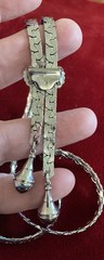 Vintage Silvertone Bolo Necklace Lariat-style Chain Flower Slider Closure 26”