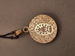 Vtg Germany Religious Cameo Pendant Chain Link Necklace 16″