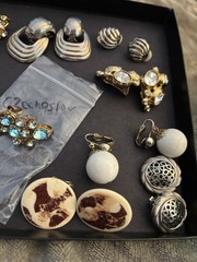 Vintage Clip On/screw Back Earring Lot , All Wearable Lot #5 Sold As Is
