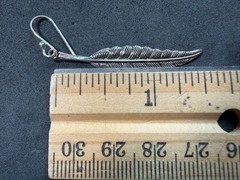 1.58g Vintage Sterling Silver 925 Long Feather Dangle Drop Earrings Boho M