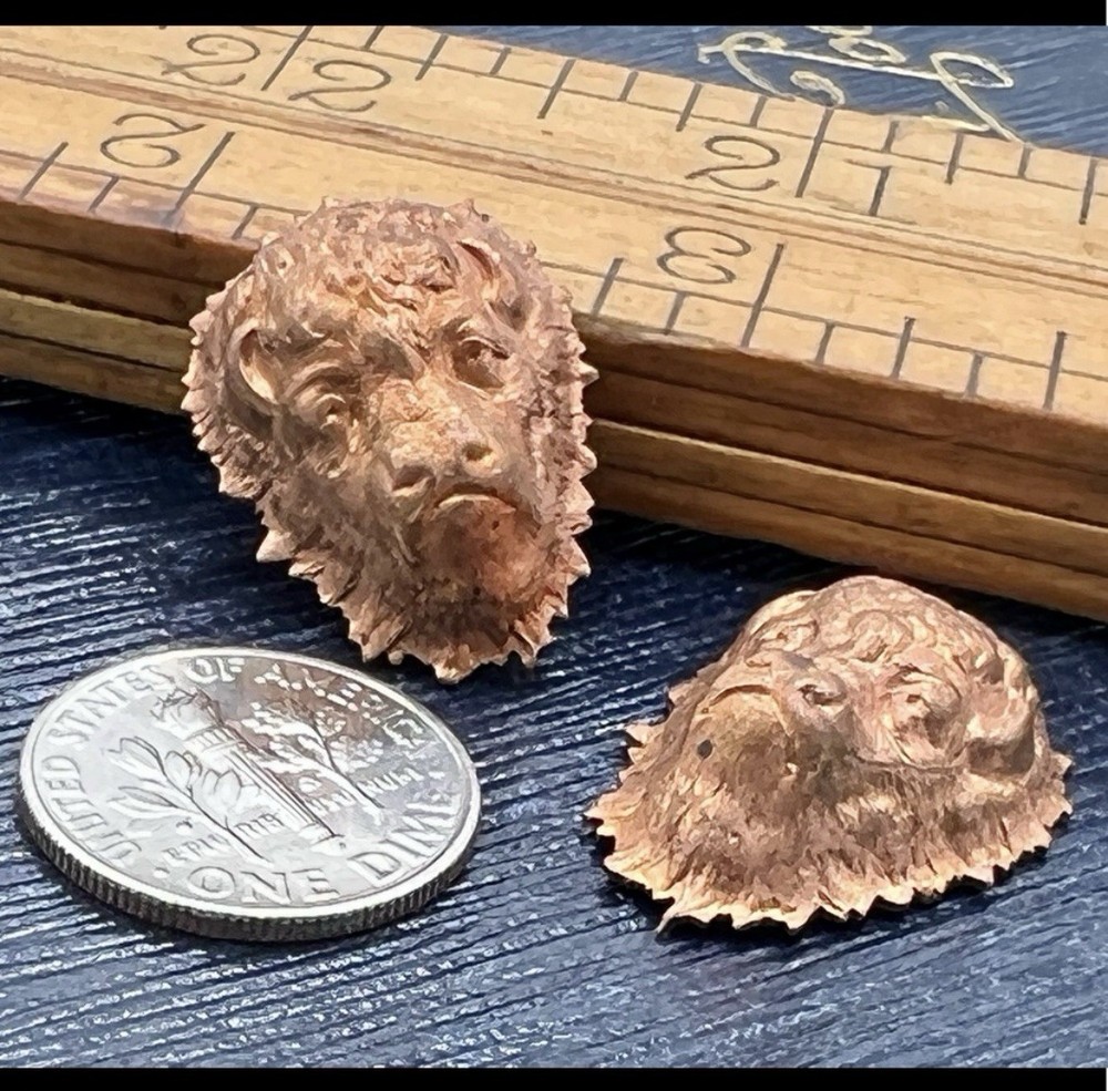 2 Pcs Vintage Brass Buffalo Head Stamping Detailed Rare Findings Artisan Crafts