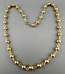 Vintage Ball Chain Necklace Statement Link Polished Gold Tone 18”