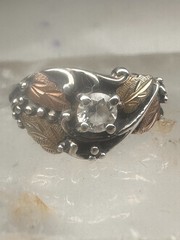 Black Hills Gold ring leaves CZ band size 5.75 sterling silver women girls