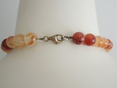 Necklace 925 Silver Gold Plated Agate Beads 55.3 G/Approx. 39 Cm