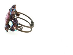 Vintage Husár D Czech Glass Rhinestone Bracelet – Pink Cabochon Statement Signed
