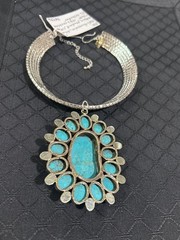New Authentic Made in the Deep South Turquoise Pendant with Rhinestone