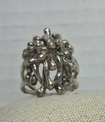 Vintage Sterling Silver Statement Textured Spike Ring Size 9 Adjustable