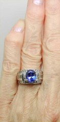 Vintage 14K White Gold 2.21 Cts Tanzanite 1.00 Ct Diamond Ring Size 5 – LB3282