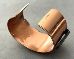 RENOIR MATISSE Modernist Trapezoid White Enamel Copper Cuff Bangle Bracelet Mint