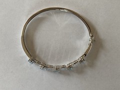 Sterling Silver Vintage Blue Topaz Bangle Bracelet