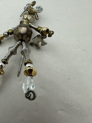 Vintage Handmade Wired Artisan Puzzle Piece Lady Brooch Figure Stick Pin Jewelry