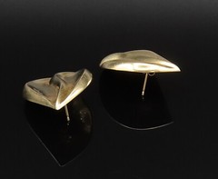 14K GOLD Vintage Fashion Hollow Scalloped Pear Shaped Drop Earrings GE195