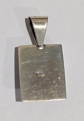 Vtg Sterling Silver Flush Mount Natural Red Jasper Modernist 1.75″ Pendant 14 Gr