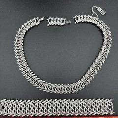VTG 1950s-1960s CROWN TRIFARI Silver-tone Choker Necklace 2 Piece Set Jewelry