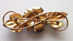 Lg.Sterling silver,Gold tone,enamel,vintage brooch,flower,purple,crystals,