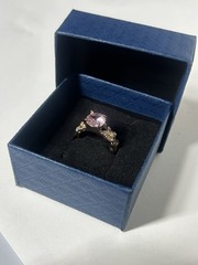 Vintage Pink Cubic Zirconia Ring Gold Plated Womens Size 5