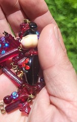 SALE! GEISHA LAMPWORK ART GLASS PENDANT VTG GLASS BEAD WIRE NECKLACE SET OOAK