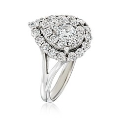 Vint Diamond Teardrop Cluster Rng in 14k White Gold Size 6.25