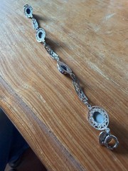 Vintage 14k white Gold-Filled Sentiment bracelet with simulated star sapphires