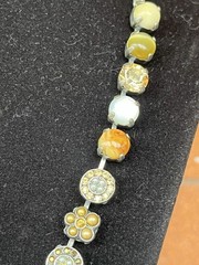 AMARO Designer Tennis Necklace With Flowers, Faceted Crystal And Natural Stones