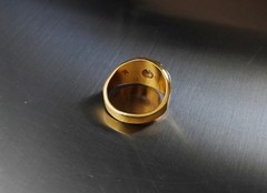 Vintage Men,s 14 KT T.H.G.E. Two Tone Faceted Stone Ring Size 111/2