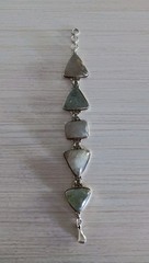 Vintage Silver Rutilated Quartz Triangle Shaped Stones Link Bracelet 8″