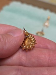 Vintage Signed ROMAN Pendant Earrings Demi Set Faux Pearl Rhinestones *SEE PICS